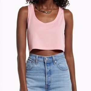 Open Edit Crop Tank Top in Pink Peony